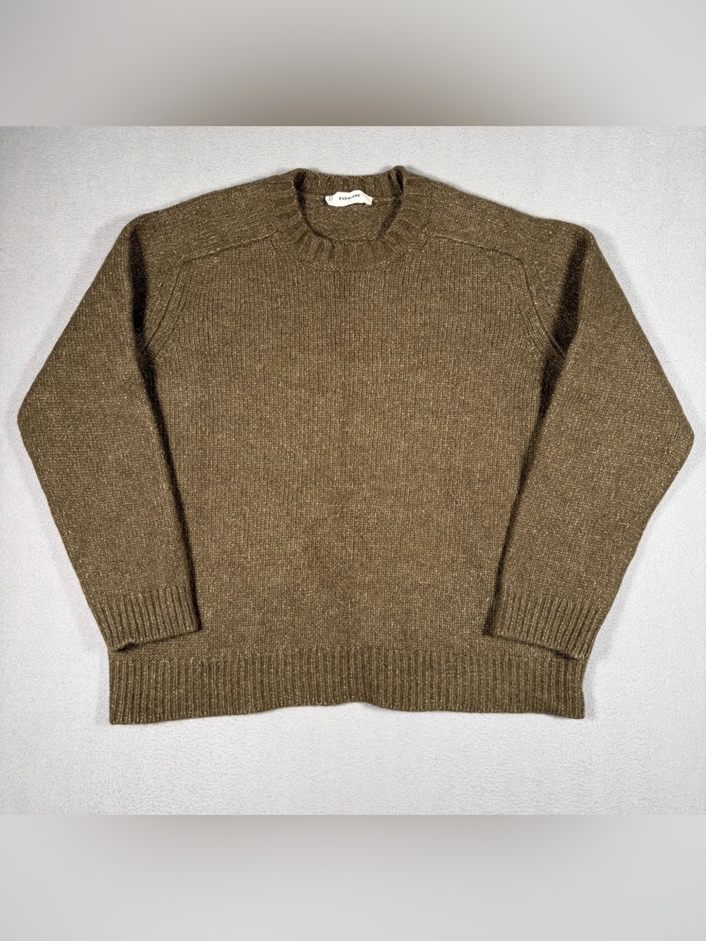 Everlane Sweater Womens Large Brown Alpaca Wool Crewneck Rib Knit Pullover Fuzzy